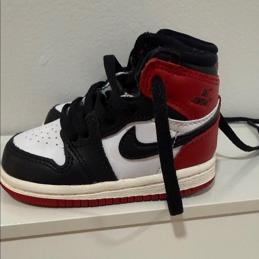Jordan Kids' Black, White, and Red Sneakers